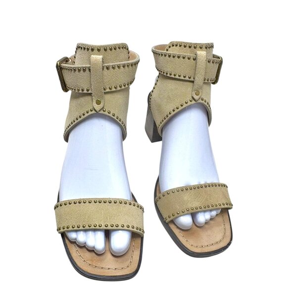 Banana‎ Republic Daze Sand Suede Studded Ankle Strap Block Heel Sandal - Picture 8 of 11